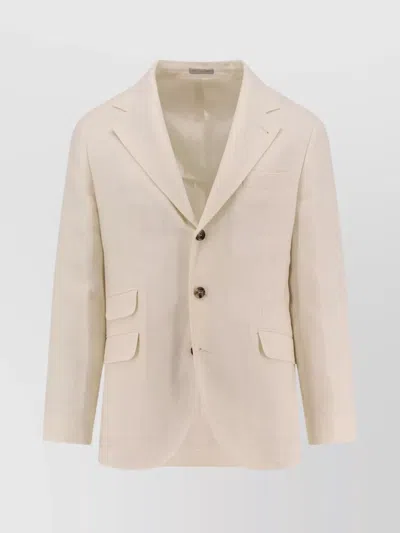 Brunello Cucinelli Blazer Linen Silk Wool In White