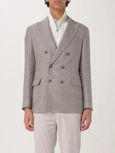 Brunello Cucinelli Blazer Men Brown In Gray