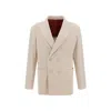 Brunello Cucinelli Velvet Double-breasted Jacket In Beige
