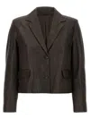 Brunello Cucinelli Blazer Nappa Monile Blazer And Suits Brown In Green