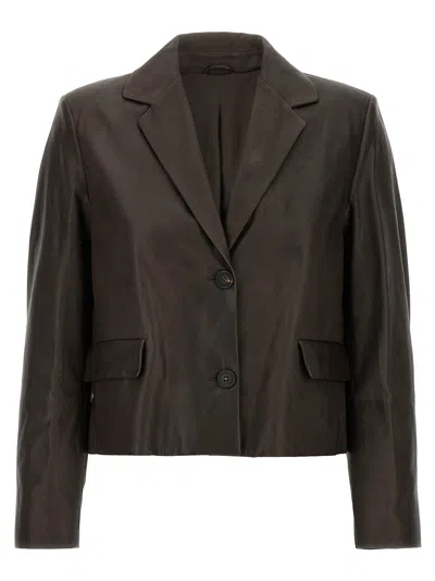 Brunello Cucinelli Blazer Nappa Monile Blazer And Suits Brown In Green