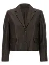 Brunello Cucinelli Blazer Nappa Monile Blazer And Suits Brown In Green