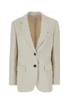 Brunello Cucinelli Single Breasted Blazer Notch Lapel Design In Neutral