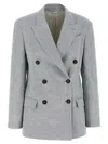 Brunello Cucinelli Linen Double-breasted Jacket In Blue