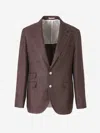 Brunello Cucinelli Brown Linen And Wool Blend Blazer In Brown