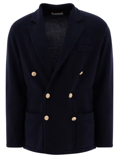 Brunello Cucinelli Blazer-style Cardigan In Blue