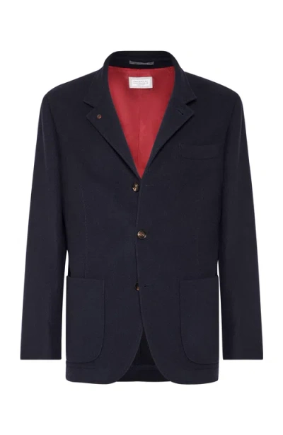 Brunello Cucinelli Blazer-style Outerwear In Navy Blue