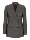 Brunello Cucinelli Blazer Tweed Monile In Gray
