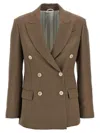 Brunello Cucinelli Women Fluid Viscose And Linen Twill Jacket With Shiny Cuffs