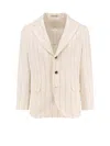 Brunello Cucinelli Striped Cotton And Linen Blend Blazer In White