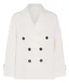 Brunello Cucinelli Sequined Stripe Double-breasted Organza Jacket In White