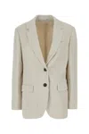 Brunello Cucinelli Single Breasted Blazer Notch Lapel Design In White