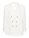 Brunello Cucinelli Wool Double-breasted Suit Jacket In White