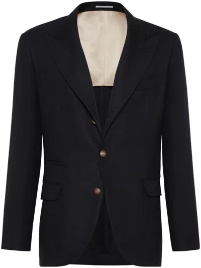 BRUNELLO CUCINELLI BLAZER WITH LARGE PEAK LAPELS AND METAL BUTTONS