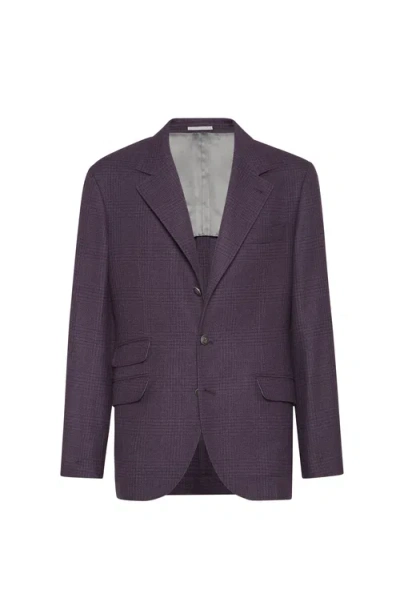 Brunello Cucinelli Blazer With Metal Buttons In Purple