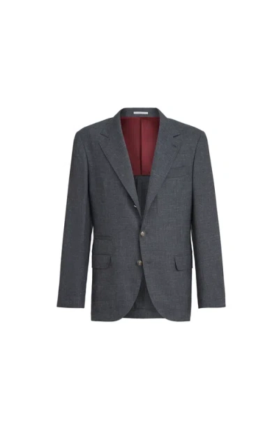 Brunello Cucinelli Blazer With Metal Buttons In Gray