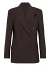Brunello Cucinelli Women Blazer With Monili In Brown