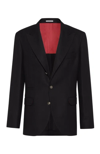 Brunello Cucinelli Peak-lapel Blazer In Black