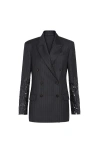 Brunello Cucinelli Pinstripe Sequin-embellished Blazer In Blue