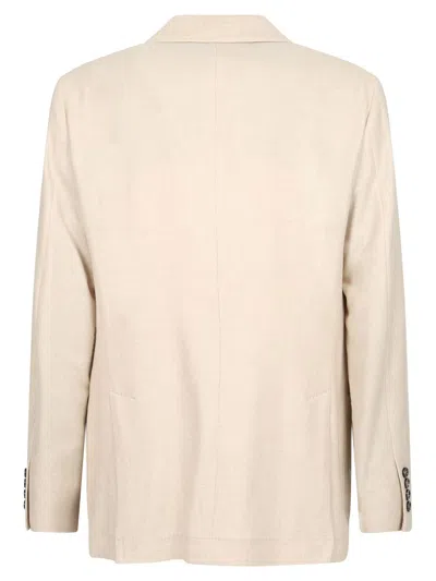 Brunello Cucinelli Chevron Deconstructed Blazer In Beige