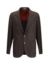 Brunello Cucinelli Prince Of Wales Wool Blazer In Brown