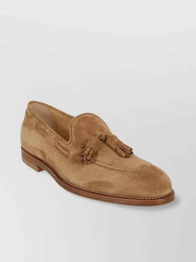 Brunello Cucinelli Block Heel Loafers Tassel Detail In Brown