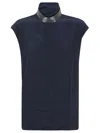Brunello Cucinelli Embellished High-neck Top In Blue