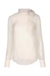 Brunello Cucinelli Silk Bow Top In Pink