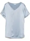 Brunello Cucinelli Scoop-neck Silk Blouse In Blue