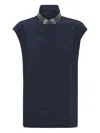 Brunello Cucinelli Embellished High-neck Top In Blue