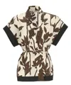 Brunello Cucinelli Leaf-print Cotton Blouse In White
