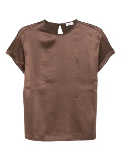 BRUNELLO CUCINELLI BRUNELLO CUCINELLI BLOUSE WITH CRYSTAL EMBELLISHMENTS