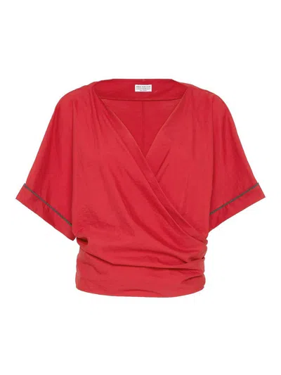 BRUNELLO CUCINELLI BLOUSE WITH JEWELRY DETAIL