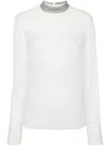 Brunello Cucinelli Long-sleeve Top With High Neckline And Shimmering Detail