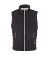 Brunello Cucinelli Quilted High Collar Sleeveless Vest With Side Zip Pockets In Blue