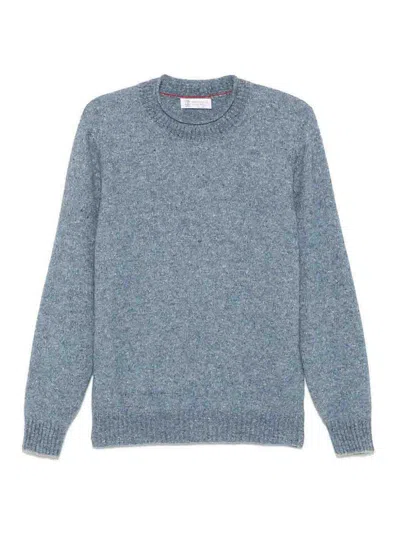 Brunello Cucinelli Blue Alpaca Polyamide Wool Silk Cotton Viscose Sweater