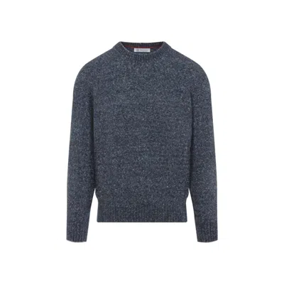 BRUNELLO CUCINELLI BRUNELLO CUCINELLI BLUE ALPACA PULLOVER