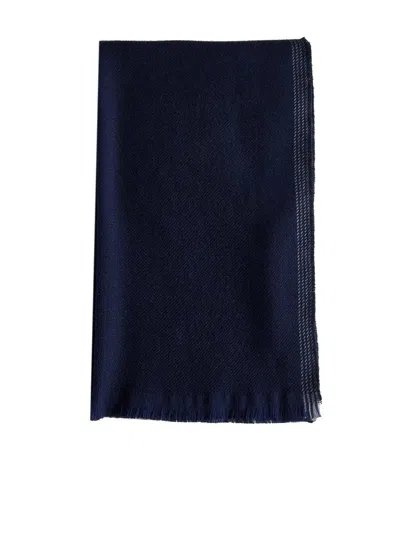 Brunello Cucinelli Scarf In Navy Blue,brown,grey