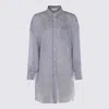 Brunello Cucinelli Blue And White Linen And Silk Blend Shirt In Blue