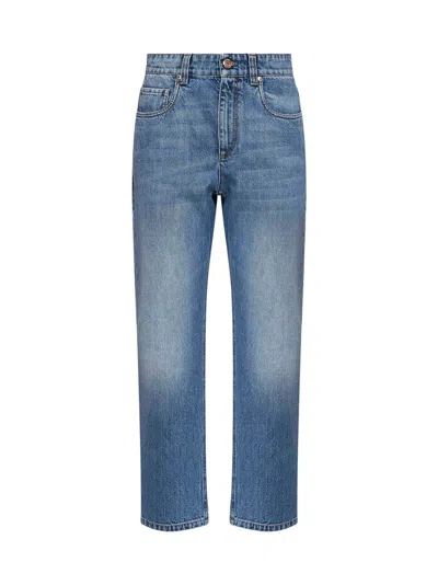 Brunello Cucinelli Blue Authentic Denim Retro Jeans With Monili