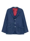 Brunello Cucinelli Blue Blended Linen Blazer In Blue