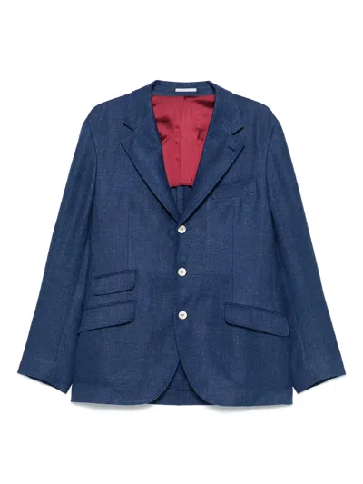 Brunello Cucinelli Blue Blended Linen Blazer