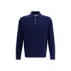 Brunello Cucinelli Long-sleeve Cashmere Polo Shirt In Blue