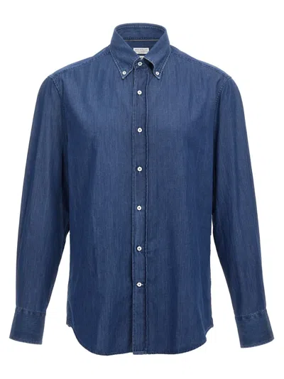 BRUNELLO CUCINELLI BLUE CHAMBRAY SHIRT