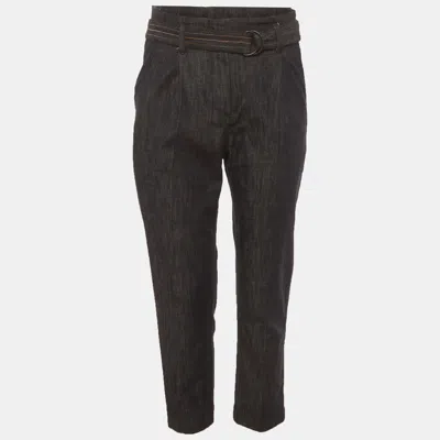 Pre-owned Brunello Cucinelli Blue Chambray Straight Fit Trousers S