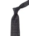 Brunello Cucinelli Blue Circles Silk Tie In Black