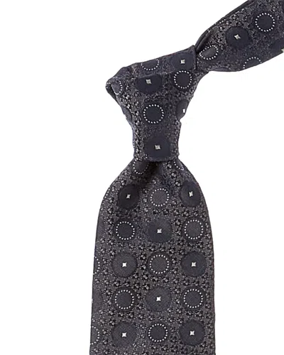 BRUNELLO CUCINELLI BRUNELLO CUCINELLI BLUE CIRCLES SILK TIE
