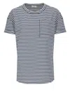 Brunello Cucinelli Blue Contrasting Striped Cotton T-shir In Multi