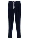 Brunello Cucinelli Drawstring Elastic Waist Casual Pants In Blue