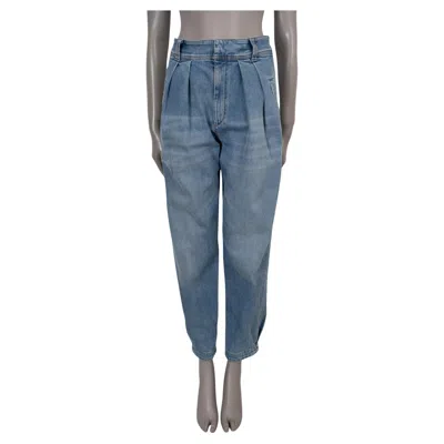 Pre-owned Brunello Cucinelli Blue Cotton 2021 Washed Denim Tapered Jeans Pants 38 Xs